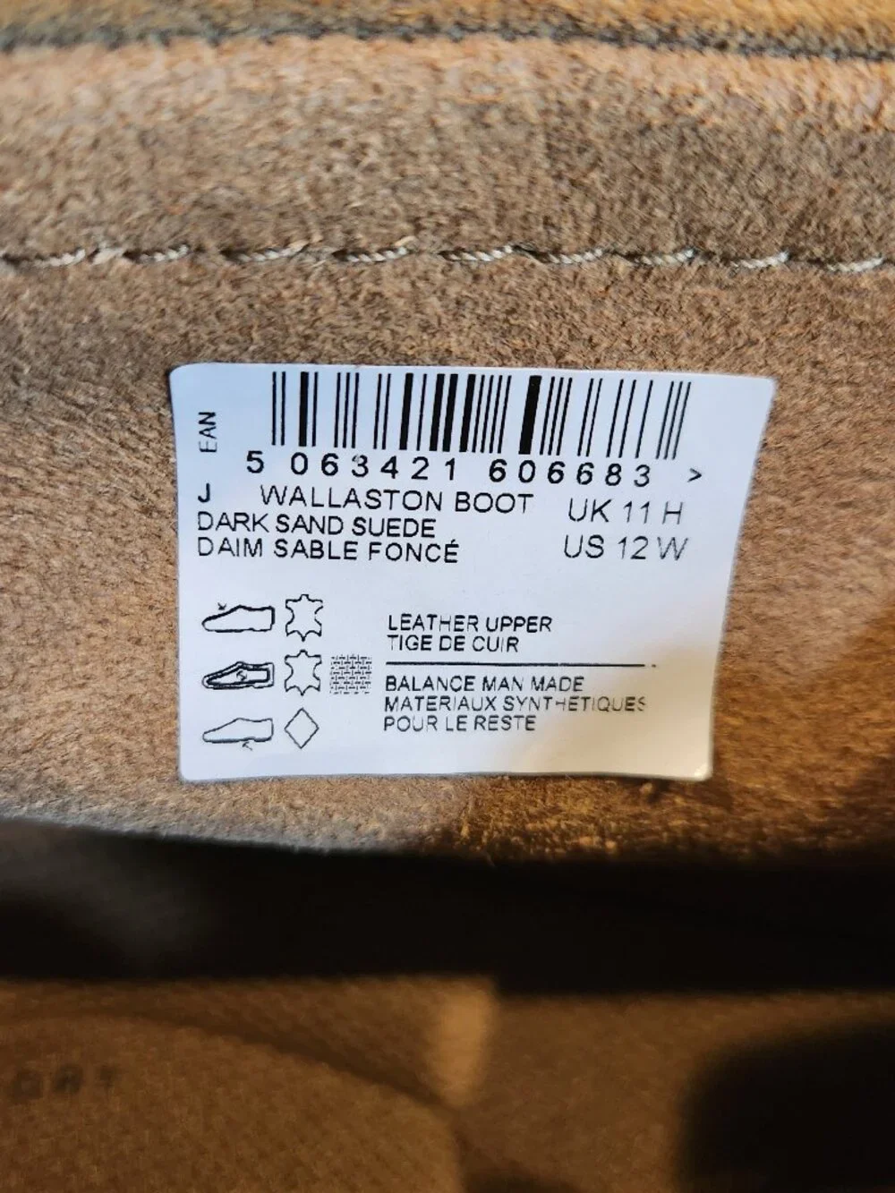 Clarks Wallaston Suede Boot Dark Sand Men's 12 Wide